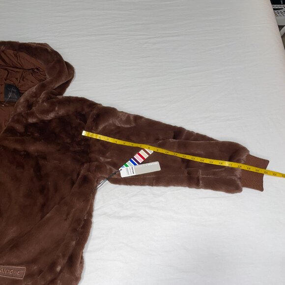 Forever 21 Brown Faux Fur Hoodie Jacket – Soft Plush Zip-Up – Size 1X - Picture 6 of 6